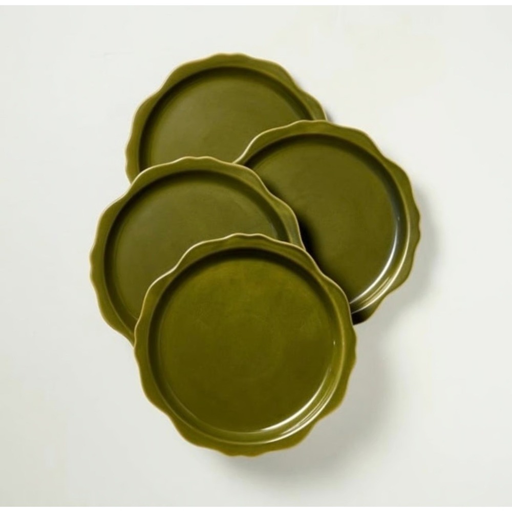 Set of 4 Carved Edge Dinner Plate, Green - Hearth & Hand Magnolia, Target